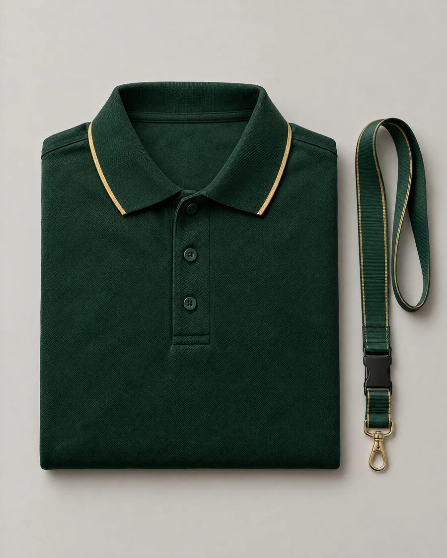 Polo de délégation vert à liseré doré